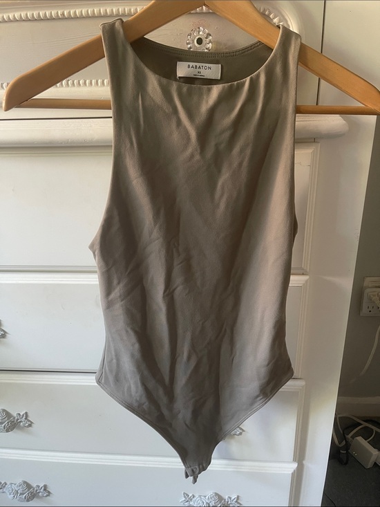 Babaton Tops - Babaton Olive-Taupe Sleeveless Bodysuit